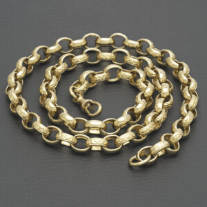 9ct Yellow Gold Patterned Belcher Chain 24″ 8.5mm