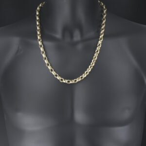 9ct Yellow Gold Patterned Belcher Chain 24″ 8.5mm