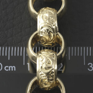 9ct Yellow Gold Patterned Belcher Bracelet 9″ 13.5mm
