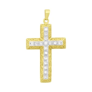 9ct Yellow Gold Gemstone Cross Pendant