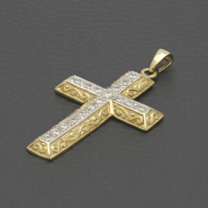 9ct Yellow Gold Gemstone Cross Pendant
