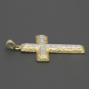 9ct Yellow Gold Gemstone Cross Pendant