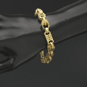 9ct Yellow Gold Stars & Bars And Tulip Bracelet 7.5″ 9.5mm