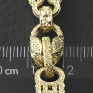 9ct Yellow Gold Stars & Bars And Tulip Bracelet 7.5″ 9.5mm