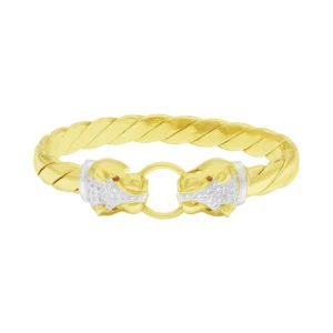 9ct Yellow Gold Ruby And Gemstone Panther Loop Bangle