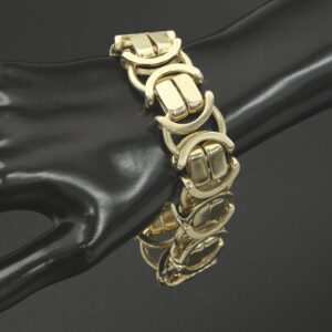 9ct Yellow Gold Byzantine Bracelet 9″ 22mm