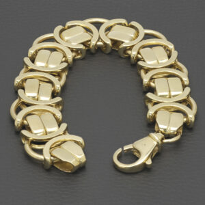 9ct Yellow Gold Byzantine Bracelet 9″ 22mm