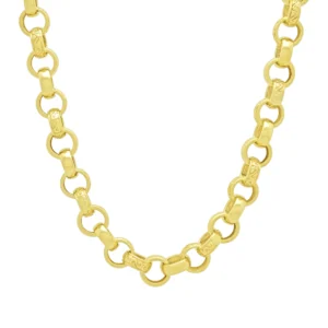 9ct Yellow Gold Patterned Belcher Chain 24.5″ 13mm