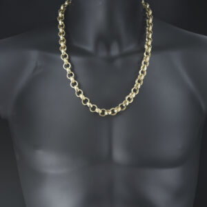 9ct Yellow Gold Patterned Belcher Chain 24.5″ 13mm