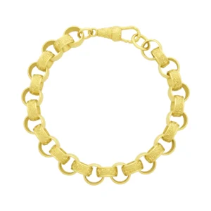 9ct Yellow Gold Patterned Belcher Bracelet 9″ 10mm