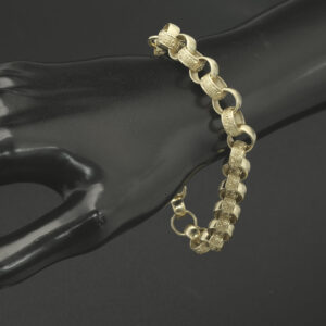 9ct Yellow Gold Patterned Belcher Bracelet 9″ 10mm