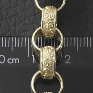 9ct Yellow Gold Patterned Belcher Bracelet 9″ 10mm