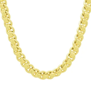 9ct Yellow Gold Patterned Roller Ball Chain 20″ 8.5mm
