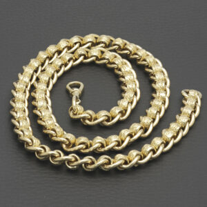 9ct Yellow Gold Patterned Roller Ball Chain 20″ 8.5mm