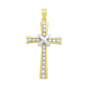 9ct Yellow Gold 0.15ct Diamond Cross Pendant