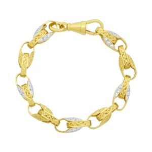 9ct Yellow Gold Gemstone Tulip Bracelet 7″ 8mm