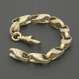 9ct Yellow Gold Gemstone Tulip Bracelet 7″ 8mm