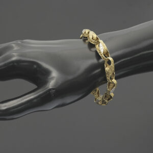 9ct Yellow Gold Gemstone Tulip Bracelet 7″ 8mm