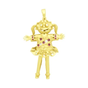 9ct Yellow Gold Ruby & Gemstone Ragdoll Pendant