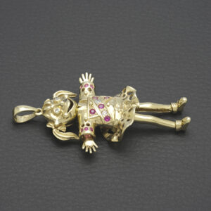 9ct Yellow Gold Ruby & Gemstone Ragdoll Pendant