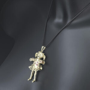 9ct Yellow Gold Ruby & Gemstone Ragdoll Pendant