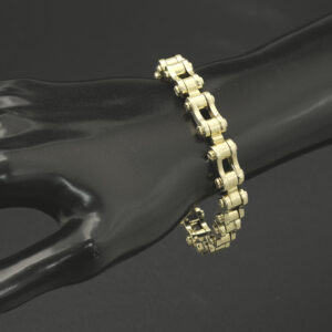 9ct Yellow Gold Bike Chain Link Bracelet 8″ 10mm