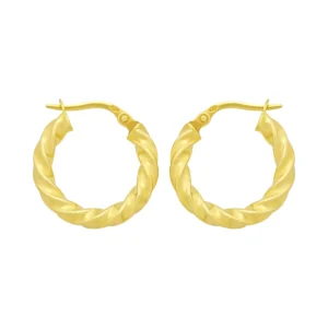 9ct Yellow Gold Twist Hoop Earrings