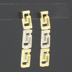 18ct Yellow & White Drop Earrings