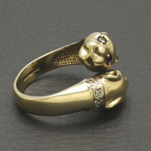 9ct Yellow Gold 0.03ct Diamond & 0.03ct Sapphire Panther Ring