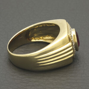 9ct Yellow Gold 0.05ct Diamond & Ruby Signet Ring