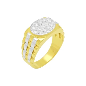 18ct Yellow & White Gold 0.25ct Diamond Watch Strap Signet Ring