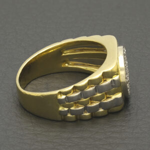 18ct Yellow & White Gold 0.25ct Diamond Watch Strap Signet Ring