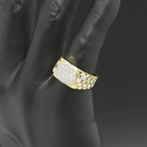 18ct Yellow & White Gold 0.25ct Diamond Watch Strap Signet Ring