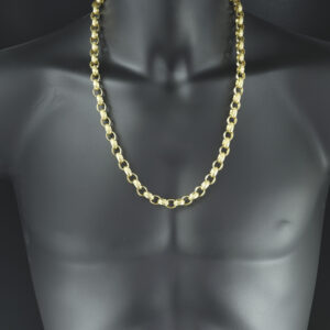 9ct Yellow Gold Patterned Belcher Chain 27″ 10.5mm