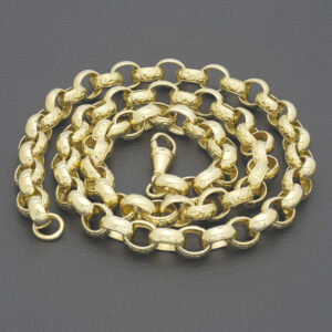 9ct Yellow Gold Patterned Belcher Chain 27″ 10.5mm