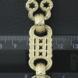 9ct Yellow Gold Stars & Bars Bracelet 9″ 18mm