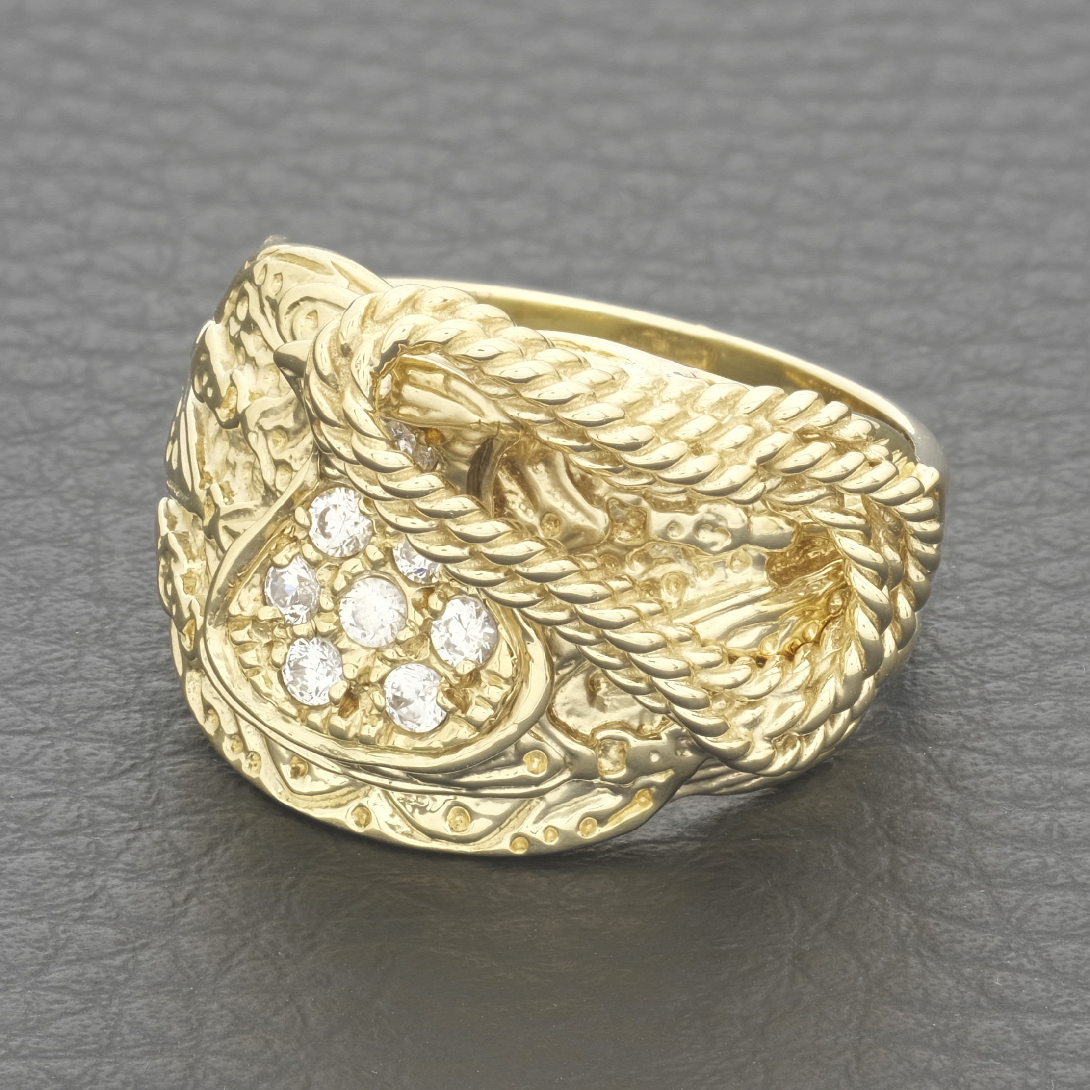 9ct Yellow Gold Gemstone Saddle Ring - Image 2