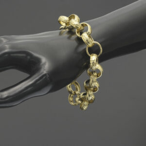 9ct Yellow Gold Patterned Belcher Bracelet 8.5″ 13.5mm