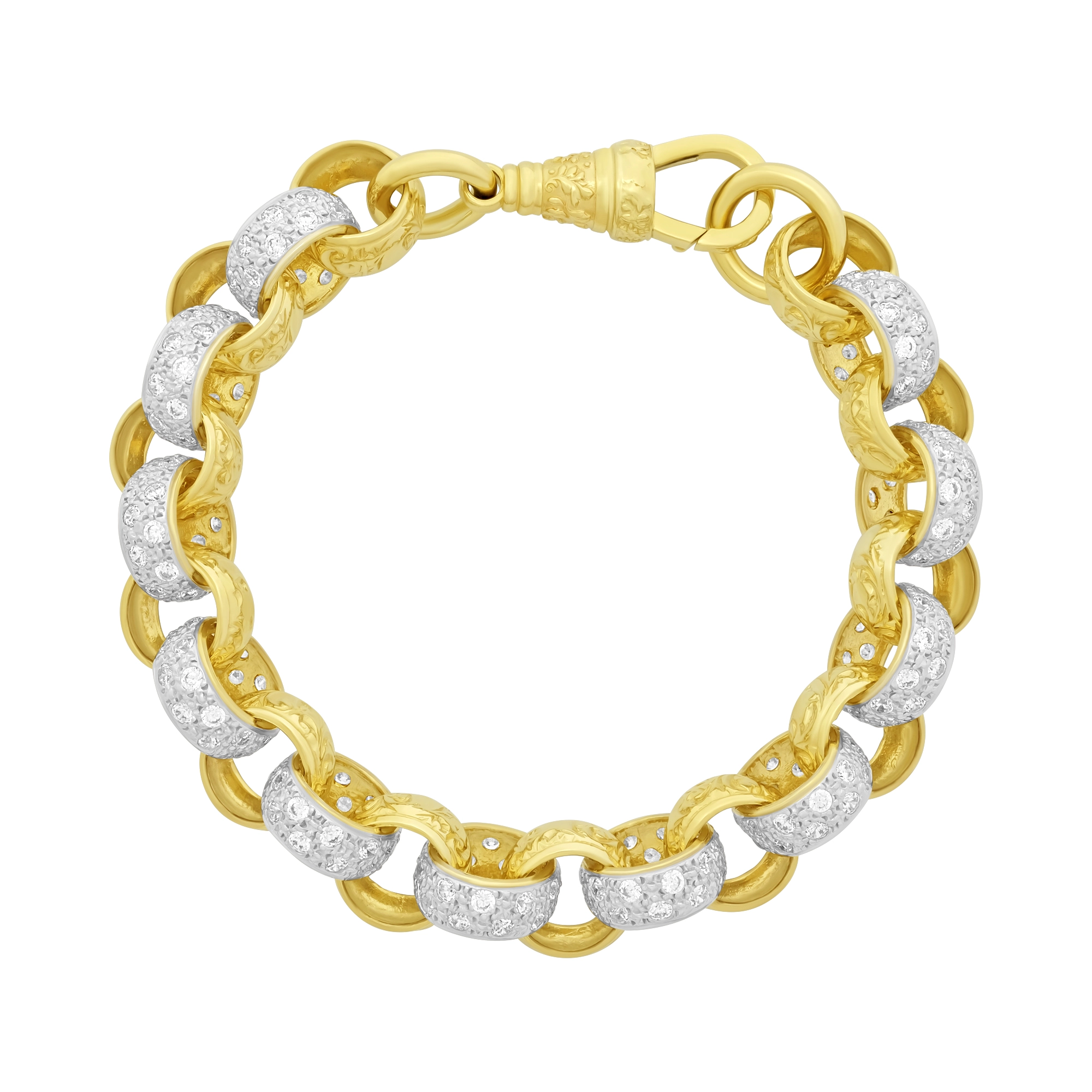 9ct Yellow Gold Gemstone Belcher Bracelet 9" 13.5mm