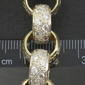 9ct Yellow Gold Gemstone Belcher Bracelet 9″ 13.5mm