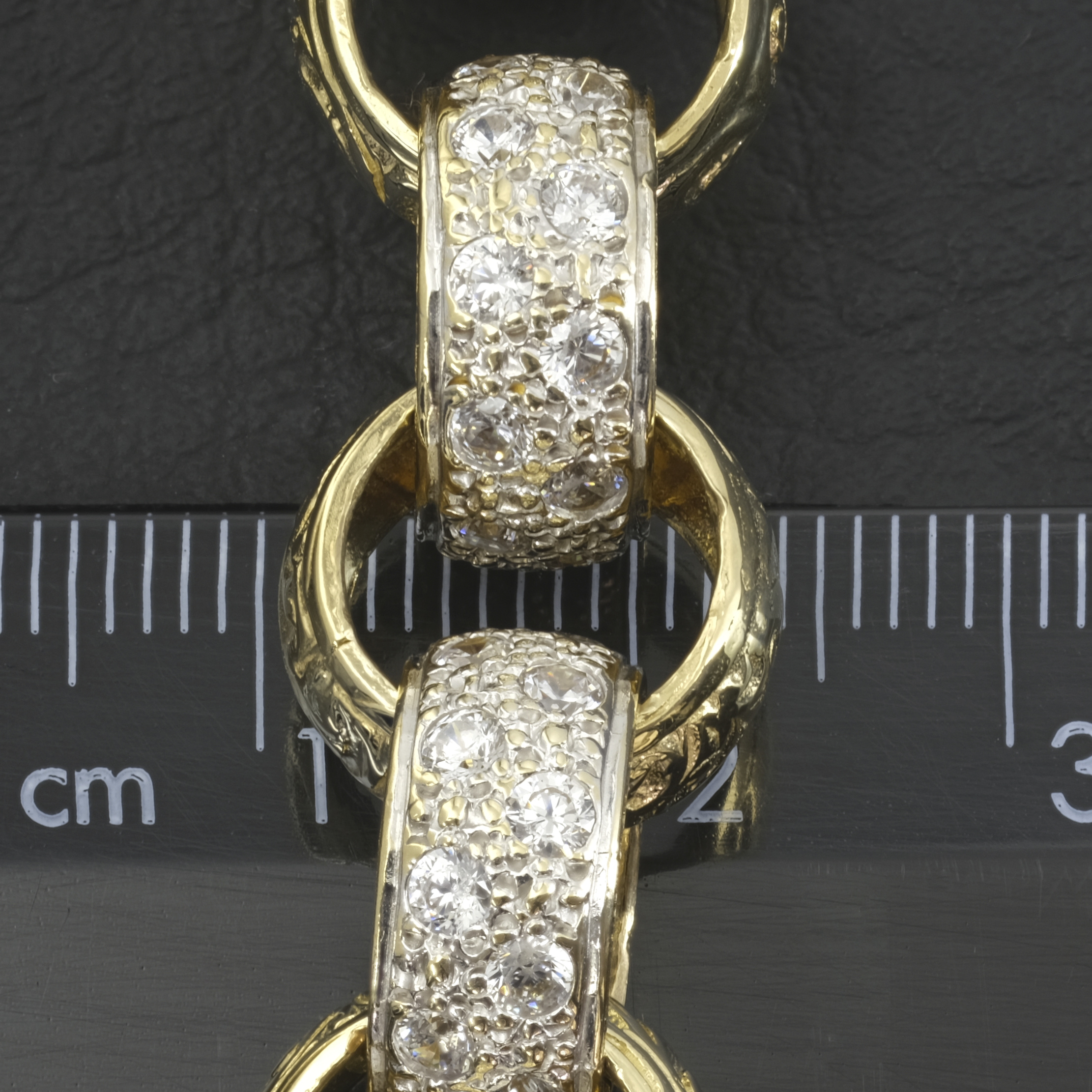 9ct Yellow Gold Gemstone Belcher Bracelet 9" 13.5mm - Image 2