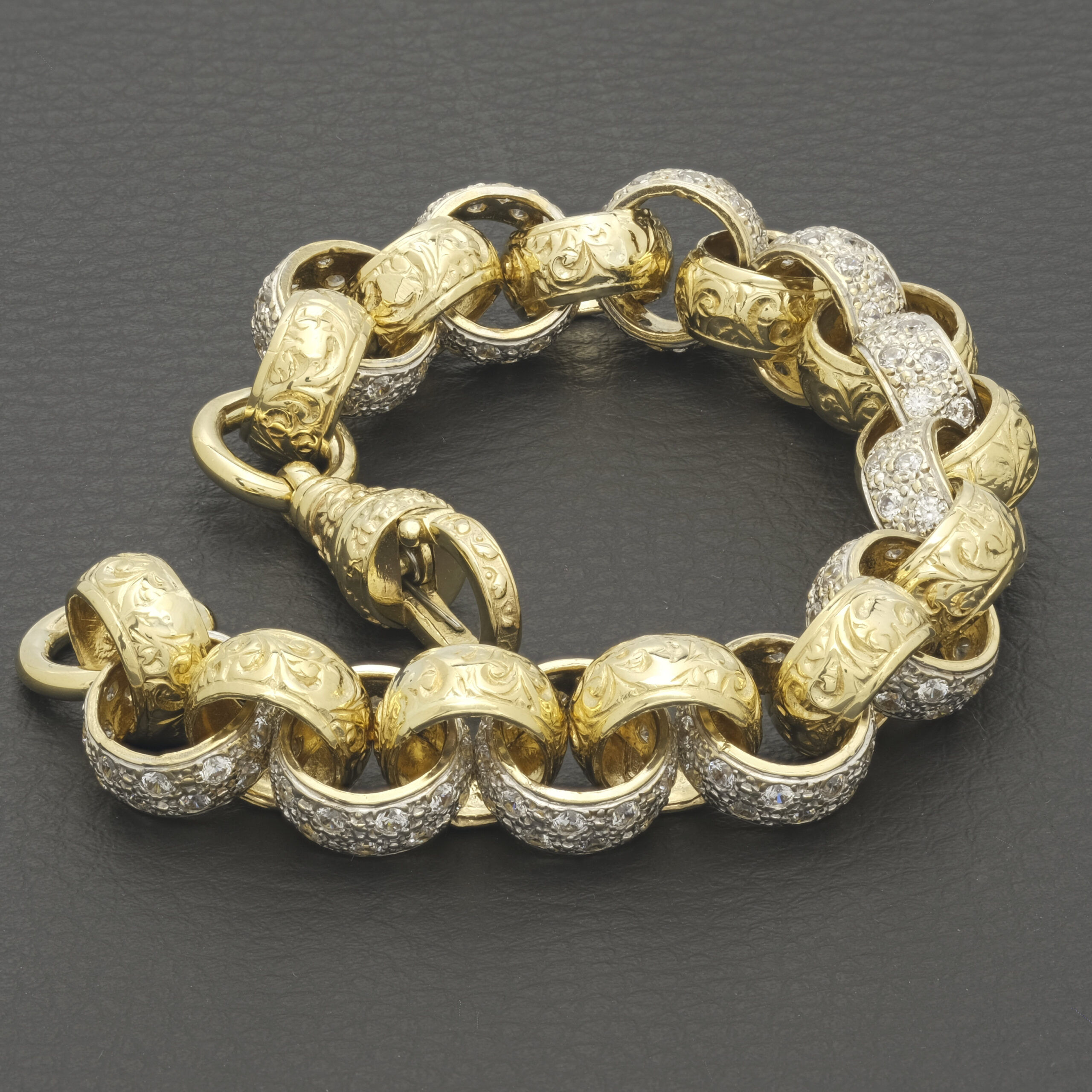 9ct Yellow Gold Gemstone Belcher Bracelet 9" 13.5mm - Image 3