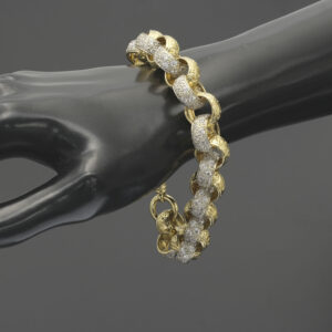 9ct Yellow Gold Gemstone Belcher Bracelet 9″ 13.5mm