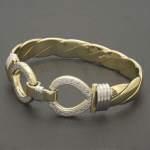 9ct Yellow Gold 0.40ct Diamond Double Loop Bangle