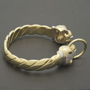 9ct Yellow Gold Ruby & Gemstone Panther Loop Bangle