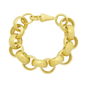 9ct Yellow Gold Patterned Belcher Bracelet 9″ 20mm