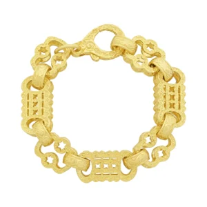 9ct Yellow Gold Stars & Bars Bracelet 9″ 18mm