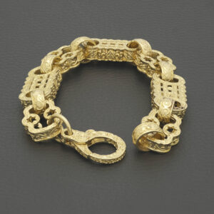 9ct Yellow Gold Stars & Bars Bracelet 9″ 18mm