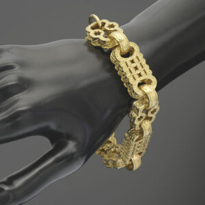 9ct Yellow Gold Stars & Bars Bracelet 9″ 18mm