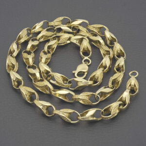 9ct Yellow Gold Tulip Chain 28.5″ 8mm